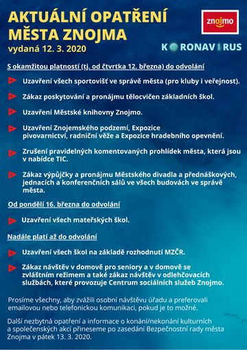 Aktuální opatření města Znojma