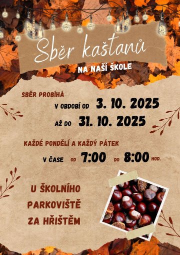 Sběr kaštanů na budově Jubilejní park