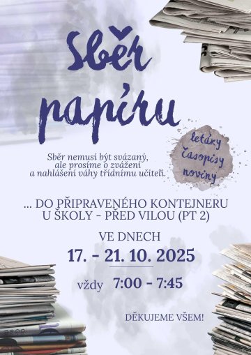 Sběr papíru na budově Jubilejní park