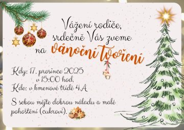 Vánoční tvoření ve 4.A - pozvánka pro "naše třídní" rodiče