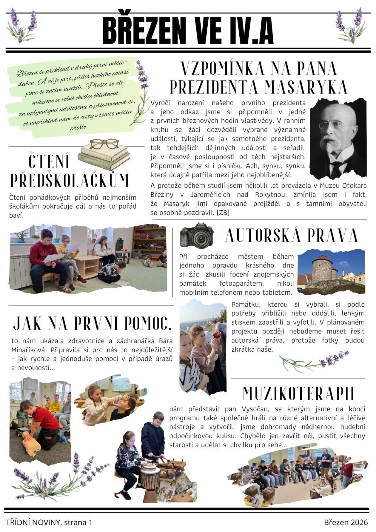 Třídní plátek 4.A - ohlédnutí za měsícem březnem 2026
